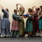 A group of women form a wagon train during their journey of Quilters to depict some of the hardships they encounter on the frontier trail. Sequim Gazette photo by Matthew Nash