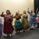 Actresses in Quilters, from left, SaraJane Benjamin, Maddie Montana, Susan Cates, Sarah Shea, Marissa Wilson, Charisa Silliman, and Gabi Simonson perform the song Thread the Needle. Sequim Gazette photo by Matthew Nash