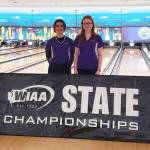 Sequim Highs Corinne Klinger, left, and Madison McKeown finish the 2019-2020 season at the state 1A/2A state finals in Tacoma last week. Submitted photo