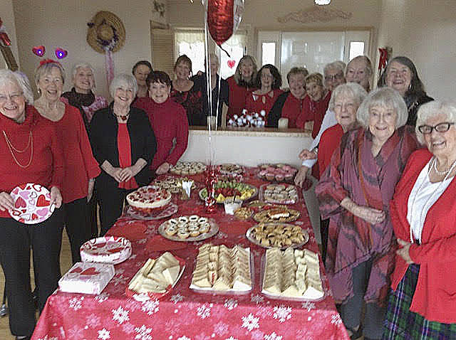 About 20 members of the Ladies of Sequim British Club celebrate Valentines Day a little early with afternoon tea at Kathryn Haskells home. The club is for British ladies living here in Sequim who socialize each month for English afternoon tea. British ladies living in Sequim interested in joining the group may contact club president Maggie Morgan at 360-582-1690. Submitted photo