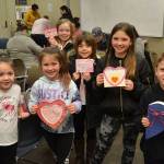 Sequim Gazette photo by Matthew Nash                                Some of the participants in a Valentines Day craft project include on Feb. 13, from left, Cambree Parker, Zaliyah Alonzo, Addy Hoffman, Chloe Parker, Brooklyn Parker and Colton Parker. Sequim Gazette photo by Matthew Nash