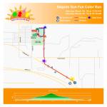 The Sequim Sunshine Festivals Sun Fun Color Run features a 1K and 5K option where people can walk or run in Carrie Blake Community Park and experience color blasts where their shirts will be sprayed and changed in color. More than 200 of 450 spaces are reserved so far. Map courtesy of City of Sequim