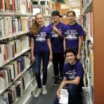 The 2019 Book Wars! winners from Sequim Middle Schools Phoenix Riders team include, from left, Anastasia Updike, Calem Klinger, Kari Olson and (kneeling) Ayden Humphries. Photo courtesy of North Olympic Library System