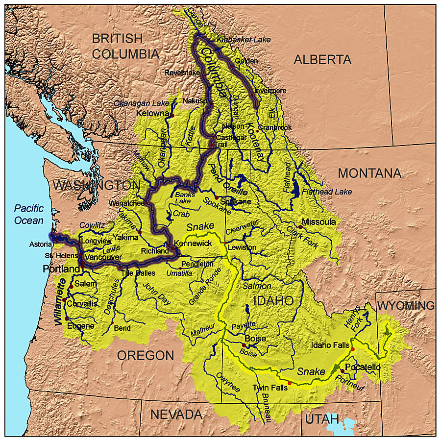 Above, a map of John Kuntzs 1,250-mile trip on the Columbia River. Graphic courtesy of John Kuntz