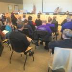 For Mondays Sequim city council meeting, staff removed some chairs and spaced them about two feet apart to try and limit the possibility of the coronavirus, COVID-19, from spreading in the area. Many attendees remained in council chambers for the four-and-a-half hour meeting. Sequim Gazette photo by Matthew Nash