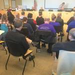 For Mondays Sequim city council meeting, staff removed some chairs and spaced them about two feet apart to try and limit the possibility of the coronavirus, COVID-19, from spreading in the area. Many attendees remained in council chambers for the four-and-a-half hour meeting. Sequim Gazette photo by Matthew Nash