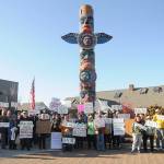 Representatives from Voices for Health and Healing gather at the Sequim Civic Center on Monday, March 9, during a vigil in support of the Jamestown SKlallam Tribes proposed Healing Campus. Sequim Gazette photo by Michael Dashiell
