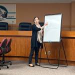 Dr. Allison Berry Unthank, Clallam County public health officer, displays an epidemic curve during a COVID-19 status briefing at the Clallam County Courthouse on March 10. Photo by Rob Ollikainen/Olympic Peninsula News Group