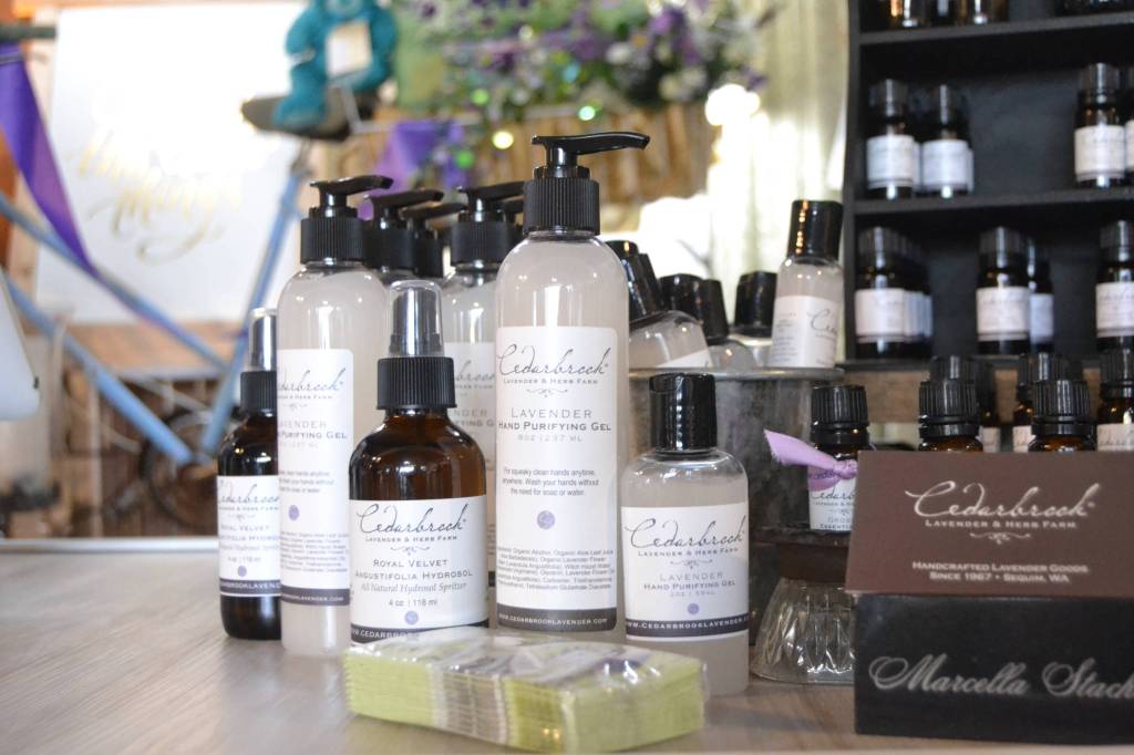 Hand sanitizers are a big hit lavender farm stores and farms like Cedarbrook Lavender & Herb Farm. Many shops offer online and telephone ordering for customers. Sequim Gazette photo by Matthew Nash