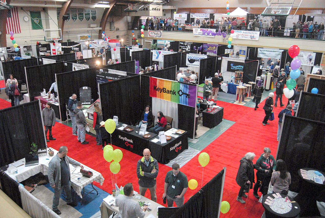 The Clallam County Home and Lifestyle Show, shown in 2019, was scheduled to fill both gymnasiums at Port Angeles High School this weekend, but due to coronavirus concerns, the event has been canceled. Photo by Keith Thorpe/Olympic Peninsula News Group