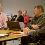 Sequim School District superintendent Dr. Rob Clark, left, addresses Sequim School Board directors during a special meeting on March 12 to discuss preparations the district is making to respond to the potential arrival of COVID-19 coronavirus in the region. A day later, Gov. Jay Inslee declared the closure of all Washington state K-12 schools from March 17-April 24. Sequim Gazette photo by Conor Dowley