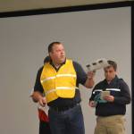 Capt. Chris Turner with Clallam County Fire District 3 speaks at the Emergency Coordinating Center on March 23 about the ongoing efforts of local agencies to minimize impact of the novel coronavirus in the Sequim area. Turner, the ECCs planning section chief, and others said theyre contacting stakeholders about virus prevention efforts while tackling other issues like childcare and food. Sequim Gazette photo by Matthew Nash