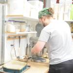 James Jackson prepares some gluten-free treats at Sequim Nourish in March 26. Sequim Gazette photo by Michael Dashiell