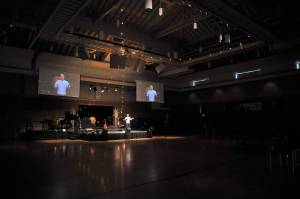 Scott Koenigseacker, lead pastor at Sequim Community Church, leads a livestream service at the church on April 5. The church had been livestreaming services for months prior to the state ban on group gatherings in March, so the transition to online services was mostly seamless, Koenigseacker said. Sequim Gazette photo by Michael Dashiell