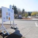 The City of Sequim has several billboards set up with paper postings of update emergency information. Sequim Gazette photo by Michael Dashiell