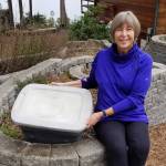 Master Gardener Judy Mann, pictured here with her worm bin, has been enjoying the vermicompost her worms have produced for more than 10 years. She offers a Worm Composting presentation on April 23. Photo courtesy of Judy Mann