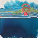 Dreaming of Sailing I, acrylic on canvas by Annie Robinson, an artist from Powell River, B.C.  one of the featured artists in the Port Angeles Fine Arts Centers virtual exhibit Earth: An Abstract. Submitted art