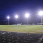 Sequim High Schools athletic stadium is lit and empty during the Shine the Light event on April 17. Sequim Gazette photos by Michael Dashiell