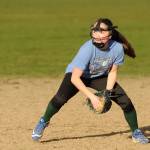 Sequim High freshman shortstop Hannah Bates looks to make a play at a preseason practice in early March. Bates and the Wolves saw their 2020 spring season suspended before playing their first game in mi-March. Sequim Gazette file photo by Michael Dashiell