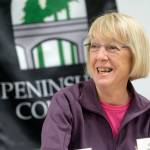 U.S. Sen. Patty Murray during her visit to the Peninsula College campus in Forks in 2019, where she discussed new legislation that would tackle the nationwide digital equity gap. File photo by Jesse Major/Olympic Peninsula News Group