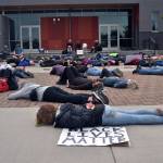 On June 5, more than 130 people gather in front of the Sequim Civic Center for a vigil to grieve black people who have died from police violence. Sequim Gazette photos by Matthew Nash