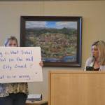 In March, Vicki Lowe, left, and Shenna Younger, right, asked Sequim City Council to draft a resolution against systemic racism after seeing Facebook posts on the Save Our Sequim Facebook page. Page organizers deleted and denounced the comments, they said. Now Younger seeks a resolution from the city council to denounce racism, discrimination and hate speech. Sequim Gazette photo by Matthew Nash