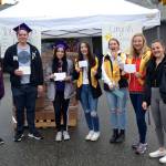 On June 20, JoNell Hill, far left, and Ashley Rosales, far right, presented $100 each on behalf of Stephen and Kim Rosales to recent Sequim High School graduates, from second left, Caden Habner, Kimberly Perez, Abbee Jagger, Gabby Happe, and Brianna Cowan for spending Saturday mornings at the Sequim Food Bank as volunteers. Sequim Gazette photo by Matthew Nash