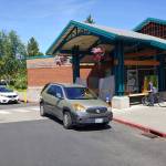 Library patrons take advantage of the North Olympic Library Systems curbside pickup and return service in Port Angeles last week. Photo courtesy of the North Olympic Library System