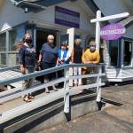 The Sequim Dungeness Hospital Guild looks to reopen its thrift shop at 204 W. Bell St. on 
July 9. Pictured, from left, are guild members Pauline Valha, guild president
 Nancy McGovern, Darlin Beach, Mary Nesbitt and Randi Cooper. Submitted photo