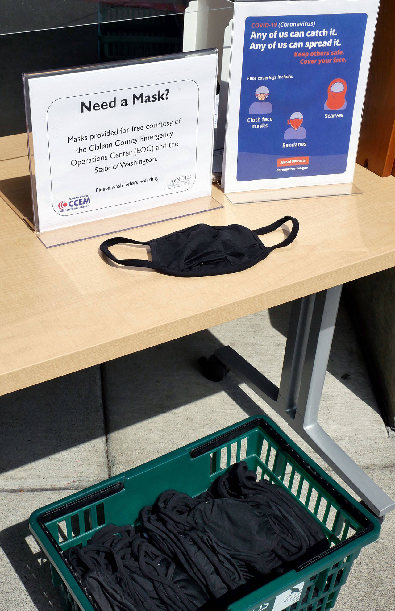 The North Olympic Library System and Clallam County Emergency Operations Center are partnering to offer cloth masks at NOLS branches this summer. Photo courtesy of North Olympic Library System