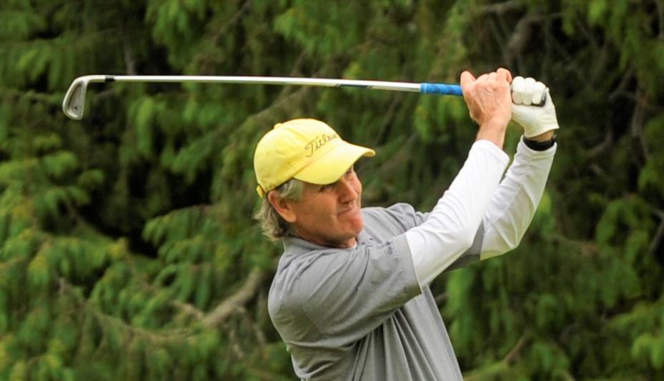 Jeff Jones of Sequim tees off at hole No. 2 at Sunland Golf & Country Club Saturday during the second round of the 2020 Clallam County Amateur Championship. Sequim Gazette photo by Michael Dashiell