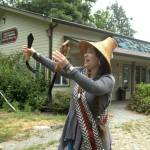 Loni Grinnell-Greninger, Jamestown SKlallam Tribal Council vice-chair, performs a tribal blessing for the soon-to-be expanded Dungeness Audubon River Center. Photo by Silas Crews, Story Crane Productions