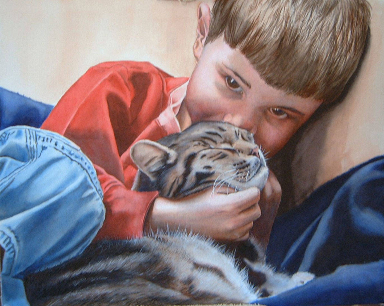 Adam & Sprocket by Sally Cays, a featured artist this August at the Blue Whole Gallery. Submitted art