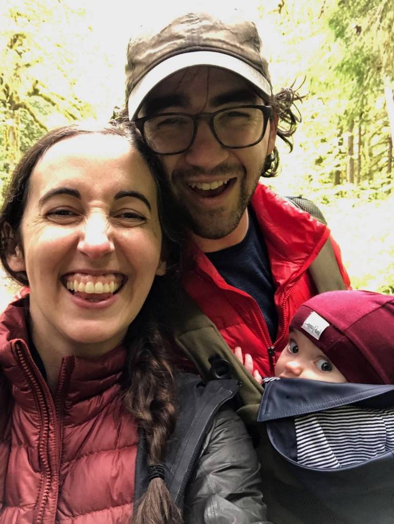 Dr. Allison Unthank takes a selfie hiking Lake Crescent with her husband Edward Unthank and 9-month-old baby. Photo courtesy of Allison Unthank