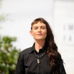 Aurora Lagattuta of Sequim was one of 11 models to participate in the impact Fashion Show. She and others wore up to five different outfits promoting sustainable fashion  free of animal materials, is fair trade and more. Sequim Gazette photo by Matthew Nash