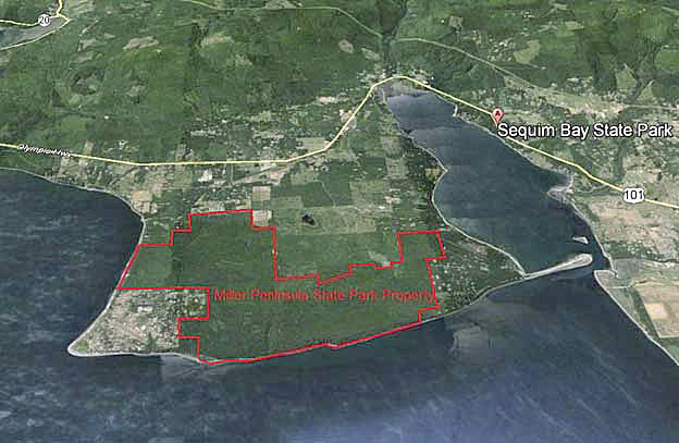 Washington State Parks look to create a master plan for development of Miller Peninsula as the next destination state park. Map courtesy of Washington State Parks