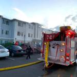 A fire was contained to one room in a second story apartment on Monday with smoke damage reported in the one apartment and water damage in it and the apartment below. Photo courtesy of Clallam County Fire District 3