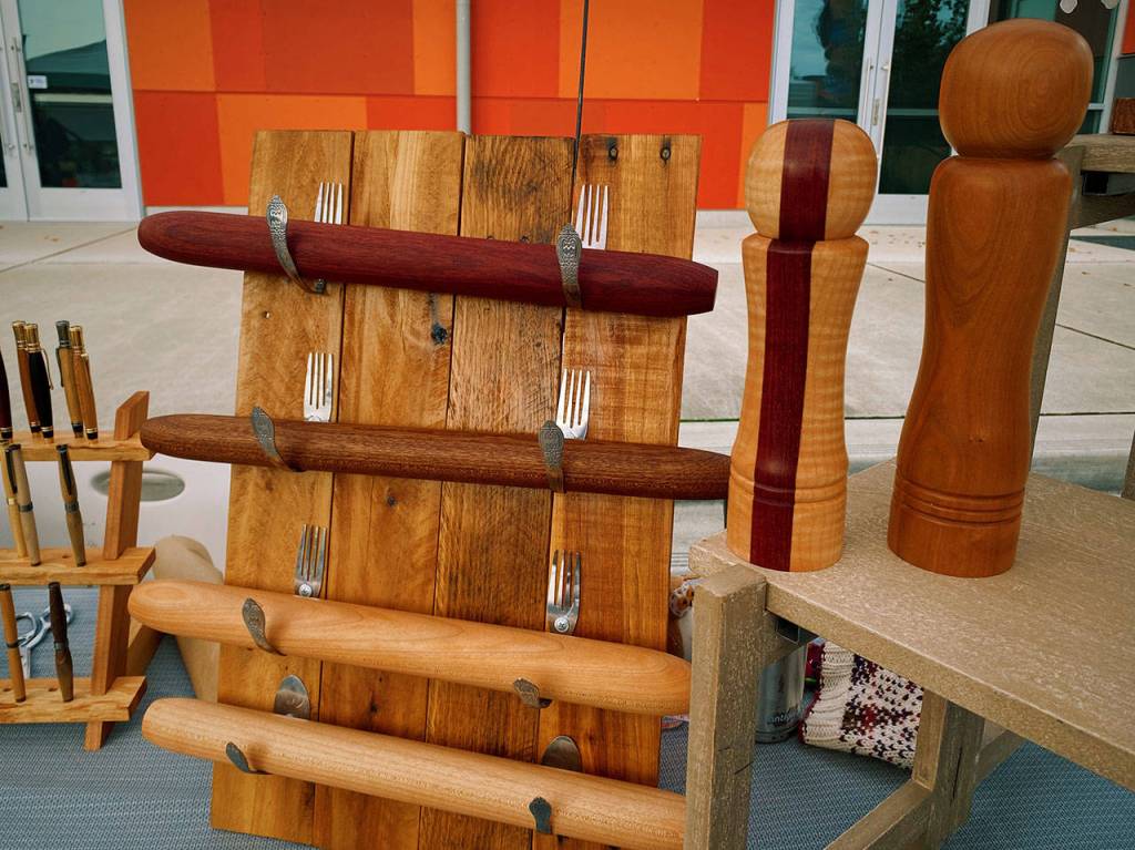 Northwest Beach Works offers handcrafted rolling pins, pepper grinders and more at the Sequim Farmers & Artisans Market, open Saturdays through October. Photo by Emma Jane Garcia