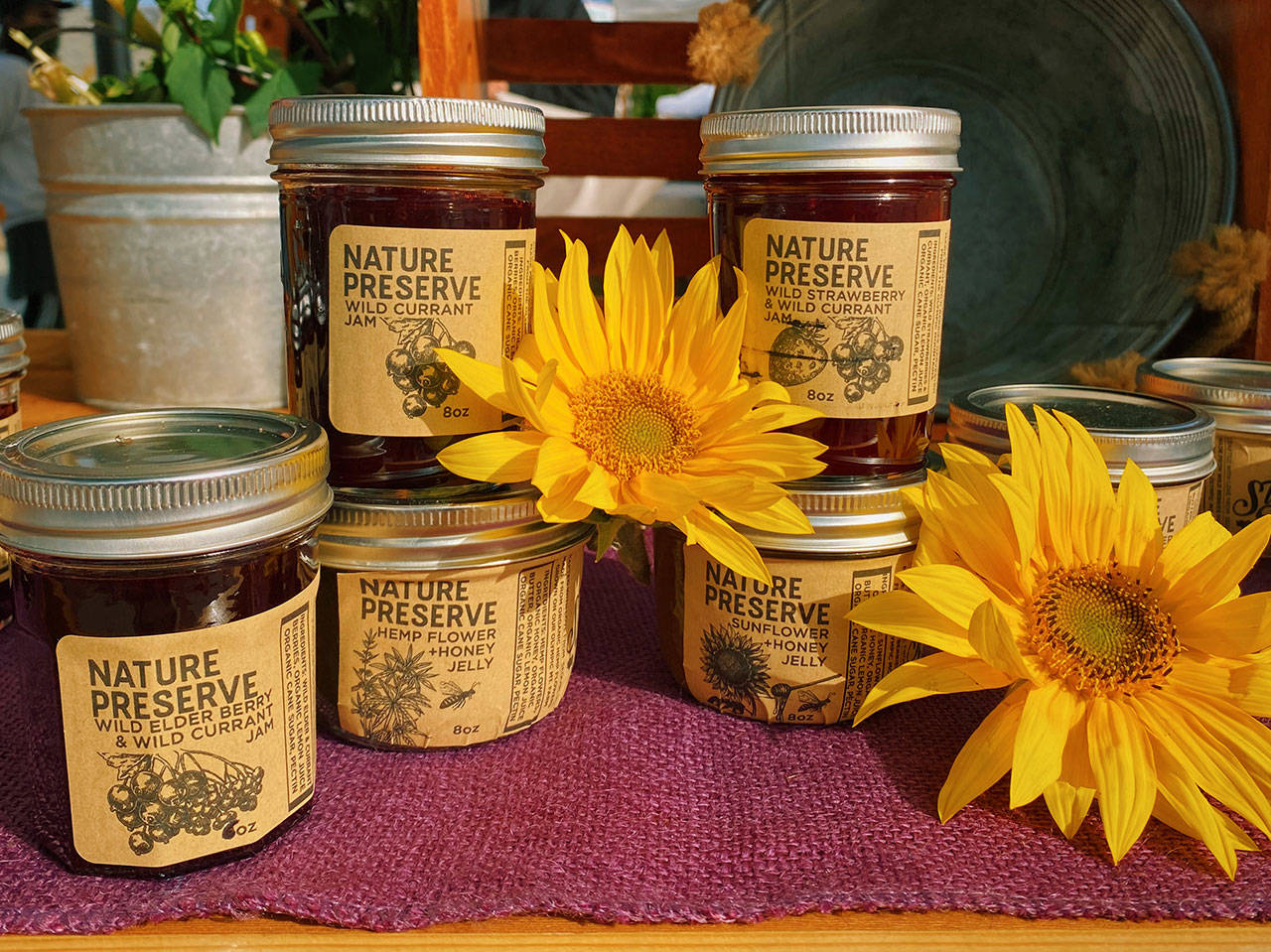 Check out Sativa Valley Essentials jams and jellies, along with other products for this this holiday season, at the Sequim Farmers & Artisans Market through October. Photo by Emma Jane Garcia