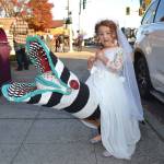 While the Downtown Merchants Trick-or-Treat event is cancelled this year due to COVID-19 regulations and concerns,, children like Lyric Koester of Agnew dressed as Delia Deetz from Beetlejuice last year, can participate in drive-thru and walk-thru (in social distance-appropriate) events all Halloween in the Sequim area. Sequim Gazette file photo by Matthew Nash