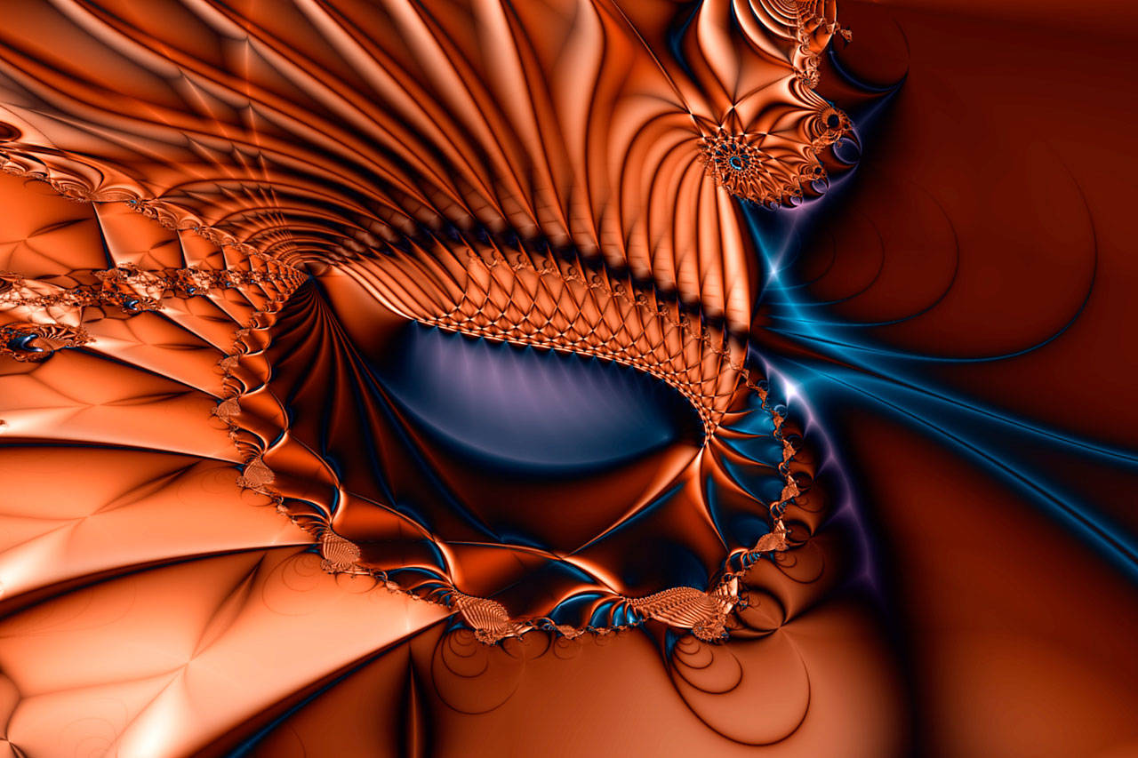 Above: Fractal art #404 by Dan Brewer, a featured artist at the Blue Whole Gallery in Sequim this November. Left: Nautilus Mandala by Deborah Harrison, a featured artist at the Blue Whole Gallery in Sequim this November. Submitted art