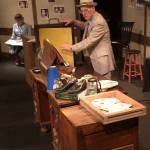 Curtis White readies a door sound effect for a Fibber McGee and Molly episode. Photos courtesy of Olympic Theatre Arts