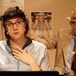 Ashley Kramer performs the little girl Teenie, one of her many supporting actor roles in the classic Fibber McGee and Molly series. Photo courtesy of Olympic Theatre Arts