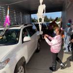 Its a packed Halloween holiday drive-thru at the Sequim Elks Lodge on Saturday. Volunteers served about 450 children during the event, Elks representative Karen Lewis said. A big thank you to all the parents for bringing the little ghosts and goblins out  we look forward to doing it again next year, Lewis said. Submitted photo