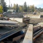 Crews work to replace the north portion of a set of culverts under U.S. Highway 101 at Bagley Creek east of Port Angeles. Photo by Keith Thorpe/Olympic Peninsula News Group