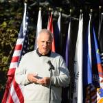 Tom Ferrell, a U.S. Air Force veteran and City of Sequim deputy mayor, addresses a crowd at a special Veterans Day ceremony at Pioneer Memorial Park on Nov. 11. Sequim Gazette photo by Michael Dashiell