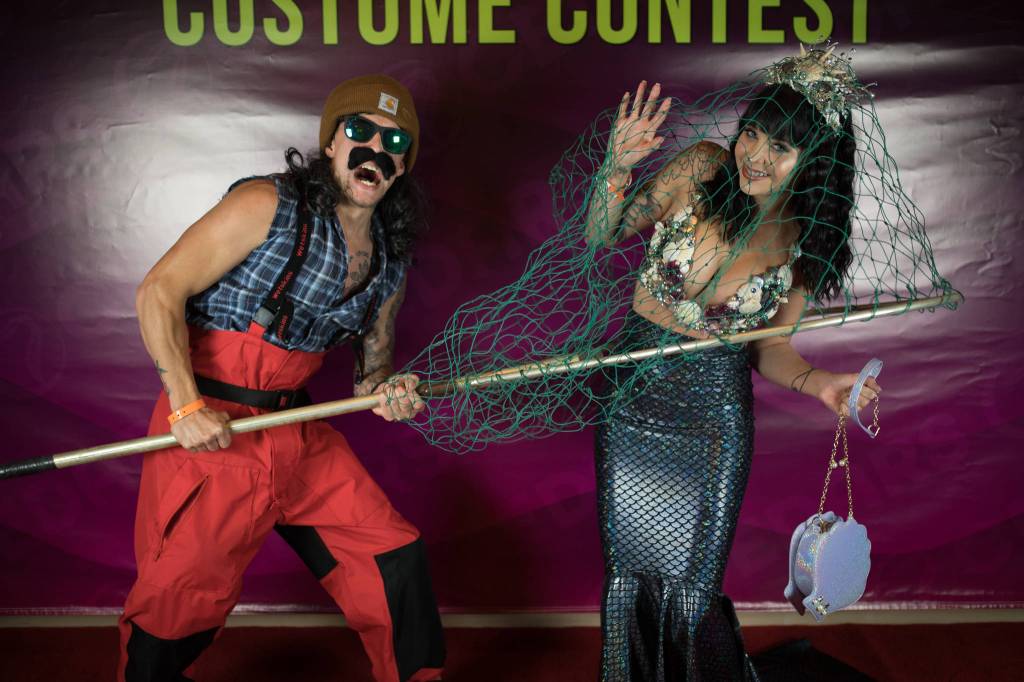 Jason Holden and Darian Kyniston won first prize in 7 Cedars Casinos virtual costume contest for Halloween as a fisherman and mermaid. They won $500. Photo by Stephanie Gray Photography