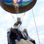 U.S. Navy veteran Lt. Cmdr. Frank Hurlbut, 92, takes a tethered balloon ride with Capt. Crystal Stout of the Dream Catcher Balloon Program on Veterans Day, Wednesday, Nov. 11. Hurlbut, a Navy pilot during his time of service, was one of several Sinclair Place assisted living community residents who were offered the opportunity to take rides to enjoy the view. Photo by Keith Thorpe/Olympic Peninsula News Group