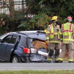 Four people were sent to Port Angeles and Seattle on Friday afternoon after a collision at the intersection of US Highway 101 and Carlsborg Road. Sequim Gazette photo by Michael Dashiell