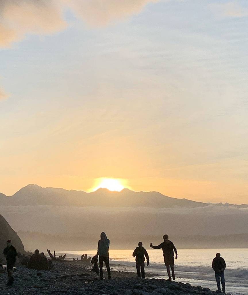 Scouting BSA Troop 1498 members enjoy a hike on the Dungeness Spit in November. Photo courtesy of Peter Craig